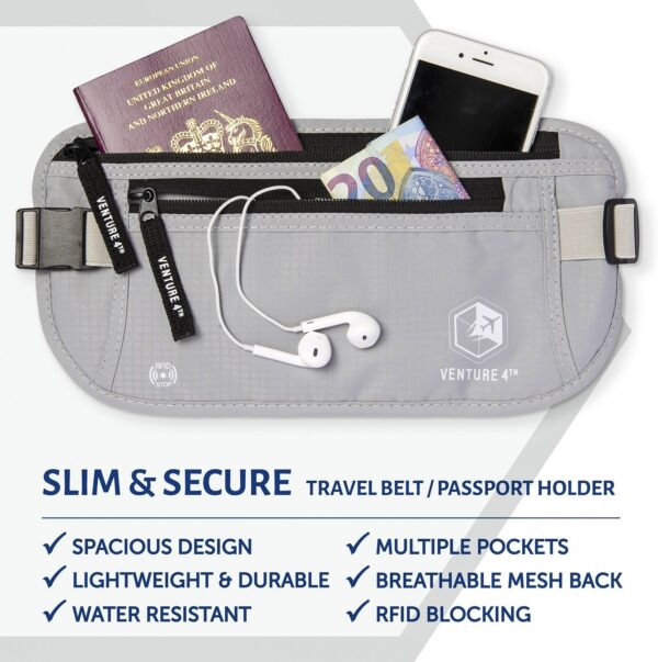 Slim Minimalist Design RFID Money Belt with RFID Blocking Sleeves, for Men and W... - Image 4