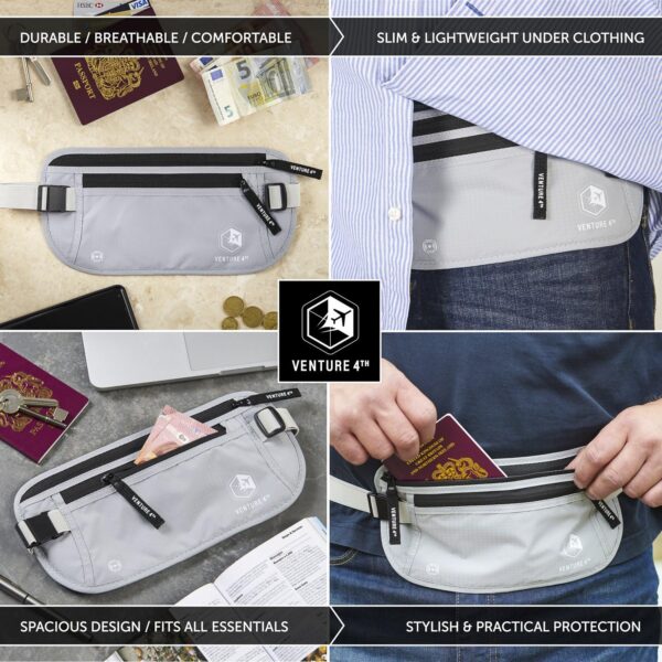 Slim Minimalist Design RFID Money Belt with RFID Blocking Sleeves, for Men and W... - Image 6