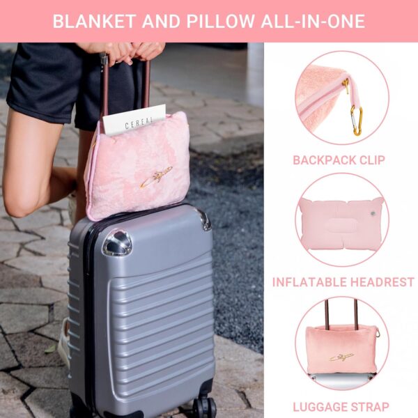 3 in 1 Travel Pillow and Blanket Set, Premium Soft 300 GSM Thick Airplane Blanke... - Image 4