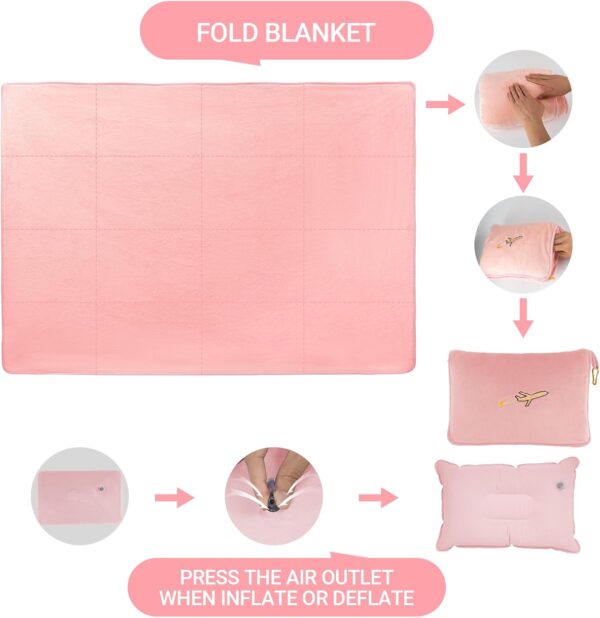 3 in 1 Travel Pillow and Blanket Set, Premium Soft 300 GSM Thick Airplane Blanke... - Image 5