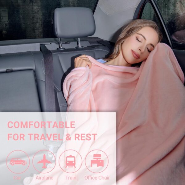 3 in 1 Travel Pillow and Blanket Set, Premium Soft 300 GSM Thick Airplane Blanke... - Image 7