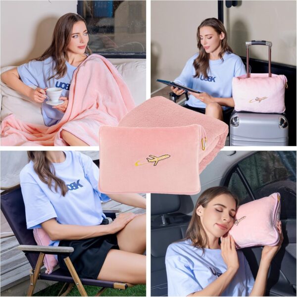 3 in 1 Travel Pillow and Blanket Set, Premium Soft 300 GSM Thick Airplane Blanke... - Image 9