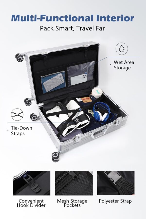 HotWay Carry On Luggage with Aluminum Frame, 20 Inch PC Hard Shell Suitcase with... - Image 6