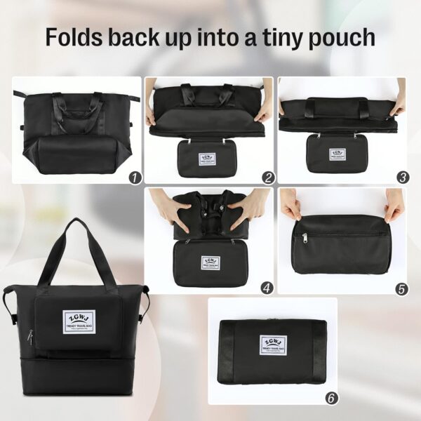 ZGWJ Travel Tote Bags, Expandable Overnight Weekender Bag for Women Foldable Car... - Image 5