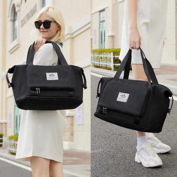 ZGWJ Travel Tote Bags, Expandable Overnight Weekender Bag for Women Foldable Car... - Image 7