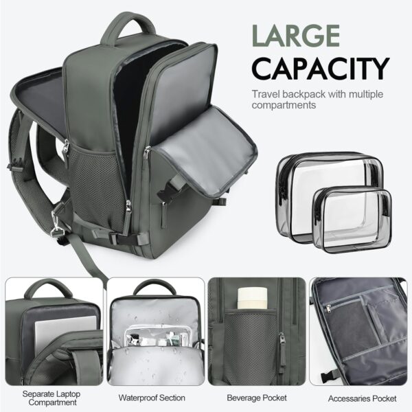 Large Carry-on Travel Backpack For Women Men Flight Approved, Personal Item Back... - Image 4