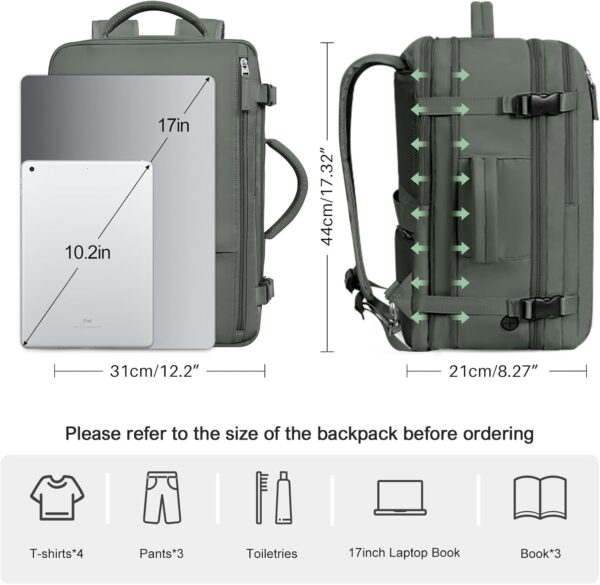 Large Carry-on Travel Backpack For Women Men Flight Approved, Personal Item Back... - Image 5