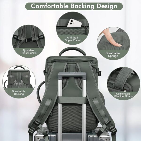 Large Carry-on Travel Backpack For Women Men Flight Approved, Personal Item Back... - Image 8