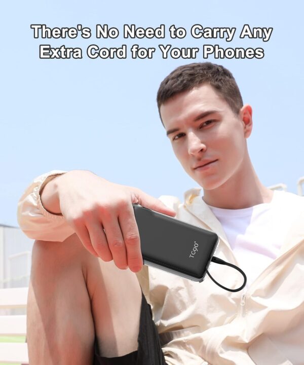 TG90° Portable Charger with Cords 10000mAh Power Bank with Built in Cables Batte... - Image 5