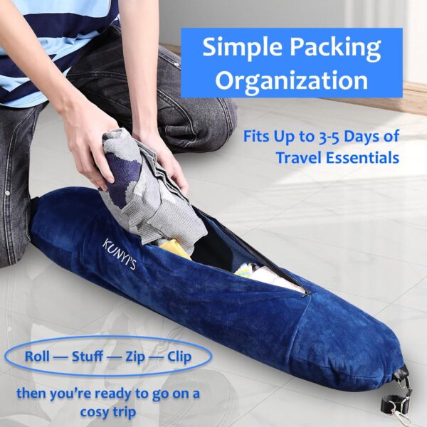 Kunyi's Travel Pillow You Stuff with Clothes As Carry-On Luggage Fits 5 Days of ... - Image 3