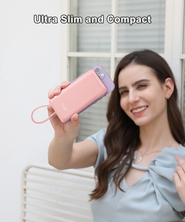 TG90° 10000mah Portable Charger Power Bank with Built-in Cables,Travel Essential... - Image 6