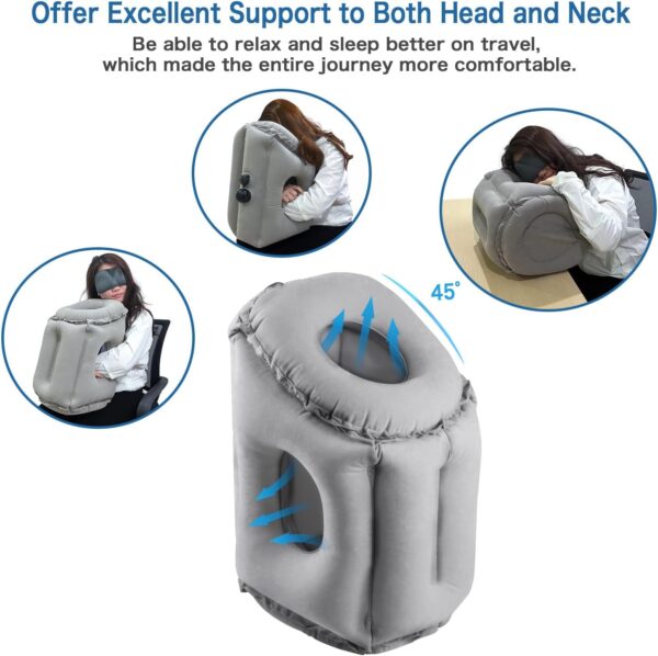 digi Travel Pillow for Airplane, Inflatable Plane Travel Pillow for Sleeping,Use... - Image 3