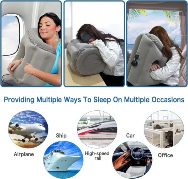digi Travel Pillow for Airplane, Inflatable Plane Travel Pillow for Sleeping,Use... - Image 5