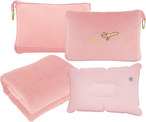 3 in 1 Travel Pillow and Blanket Set, Premium Soft 300 GSM Thick Airplane Blanke... - Image 2