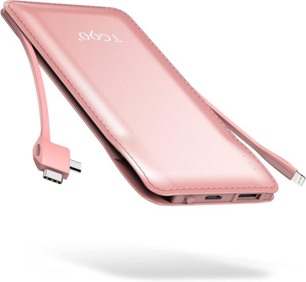 TG90° 10000mah Portable Charger Power Bank with Built-in Cables,Travel Essential... - Image 2