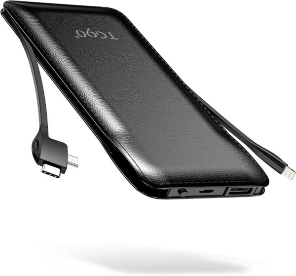 TG90° Portable Charger with Cords 10000mAh Power Bank with Built in Cables Batte... - Image 2