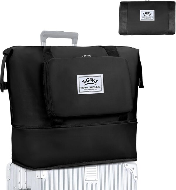 ZGWJ Travel Tote Bags, Expandable Overnight Weekender Bag for Women Foldable Car... - Image 2